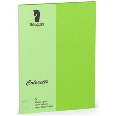Rössler, Carte de vœux + papier à lettres, Coloretti Cartes B6 Vert clair en paquet de 5 à personnaliser (5 pcs) - Publicité Rössler, Carte de vœux + papier à lettres, Coloretti Cartes B6 Vert clair en paquet de 5 à personnaliser (5 pcs) - Publicité