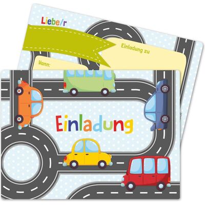 Papierdrachen, Carte de vœux + papier à lettres, 12 cartes d'invitation pour un anniversaire - Voitures (12 pcs) - Publicité Papierdrachen, Carte de vœux + papier à lettres, 12 cartes d'invitation pour un anniversaire - Voitures (12 pcs) - Publicité