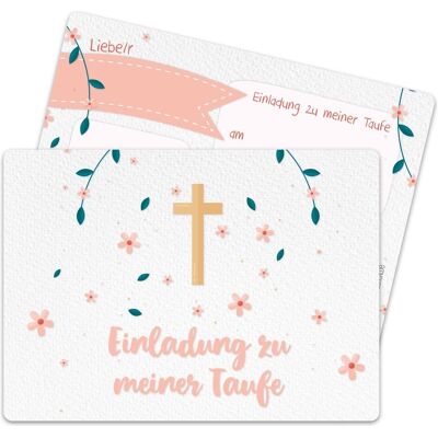 Papierdrachen, Carte de vœux + papier à lettres, 12 faire-part de baptême - Croix et fleurs (12 pcs) - Publicité Papierdrachen, Carte de vœux + papier à lettres, 12 faire-part de baptême - Croix et fleurs (12 pcs) - Publicité