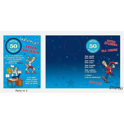 Stamp, Carte de vœux + papier à lettres, Carte de fête avec autocollant B6 + enveloppe anniversaire 50 modèle 02 - Publicité Stamp, Carte de vœux + papier à lettres, Carte de fête avec autocollant B6 + enveloppe anniversaire 50 modèle 02 - Publicité