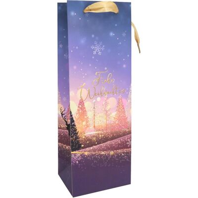 Idena, Emballage cadeau, Sac à bouteilles Noël lilas 12x9x36cm - Publicité Idena, Emballage cadeau, Sac à bouteilles Noël lilas 12x9x36cm - Publicité
