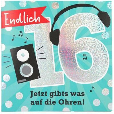 Magni, Carte de vœux + papier à lettres, Cartes à chiffres avec musique « 16e anniversaire », motif n° 26 (1 pcs) - Publicité Magni, Carte de vœux + papier à lettres, Cartes à chiffres avec musique « 16e anniversaire », motif n° 26 (1 pcs) - Publicité