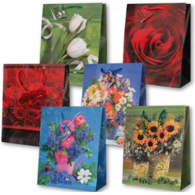 Panorama, Emballage cadeau, Dekorative laminierte Tasche PL-6 mittlere Blumen (44x) - Publicité Panorama, Emballage cadeau, Dekorative laminierte Tasche PL-6 mittlere Blumen (44x) - Publicité