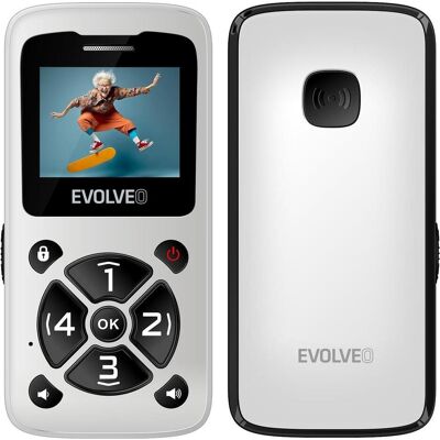 Evolveo EasyPhone ID blanc / 1,7" / SOS / microSDHC (1.77"), Téléphone portable à touches, Blanc - Publicité Evolveo EasyPhone ID blanc / 1,7" / SOS / microSDHC (1.77"), Téléphone portable à touches, Blanc - Publicité