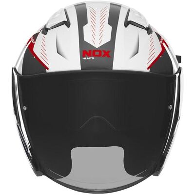 Nox, Casque moto : accessoires, Casque jet promotionnel avec visière N130 Myst Couleur Blanc/Noir/Rouge Taille XXL - Publicité Nox, Casque moto : accessoires, Casque jet promotionnel avec visière N130 Myst Couleur Blanc/Noir/Rouge Taille XXL - Publicité
