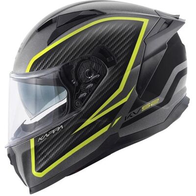 Kappa, Casque de moto, Casque Kask Kv52 Kronos intégral avec visière, couleur titane, noir, jaune fluo, finition carbone (M) - Publicité Kappa, Casque de moto, Casque Kask Kv52 Kronos intégral avec visière, couleur titane, noir, jaune fluo, finition carbone (M) - Publicité