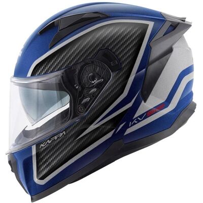 Kappa, Casque de moto, Casque Kv52 Kronos à visière intégrale, couleur : noir, bleu, argent, aspect carbone mat, taille 61 (XL) - Publicité Kappa, Casque de moto, Casque Kv52 Kronos à visière intégrale, couleur : noir, bleu, argent, aspect carbone mat, taille 61 (XL) - Publicité