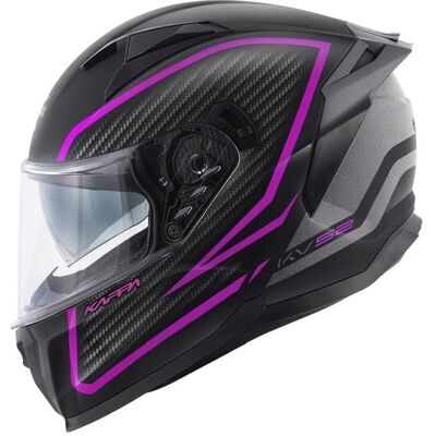 Kappa, Casque de moto, Casque intégral Kv52 Kronos avec visière, couleur : noir titane, fuchsia, aspect carbone mat, (M) - Publicité Kappa, Casque de moto, Casque intégral Kv52 Kronos avec visière, couleur : noir titane, fuchsia, aspect carbone mat, (M) - Publicité
