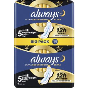 Always, Serviette, Ultra absorbant Secure Night Extra à ailettes BigPack (14x) - Publicité Always, Serviette, Ultra absorbant Secure Night Extra à ailettes BigPack (14x) - Publicité