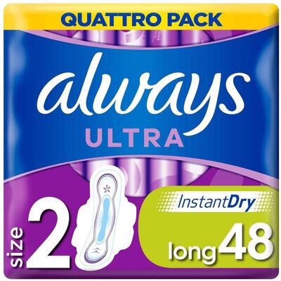 Always, Serviette, Ultra Binde Long mit Flügeln Quattropack 48 Damenbinden (48x) - Publicité Always, Serviette, Ultra Binde Long mit Flügeln Quattropack 48 Damenbinden (48x) - Publicité