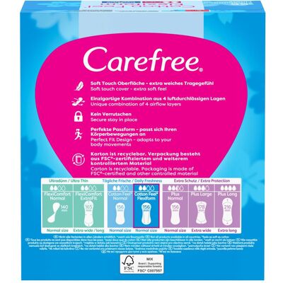 Carefree, Serviette, Cotton Feel Flexiform (56x) - Publicité Carefree, Serviette, Cotton Feel Flexiform (56x) - Publicité