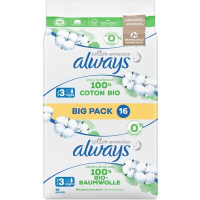 Always, Serviette, Protection du coton (16x) - Publicité Always, Serviette, Protection du coton (16x) - Publicité