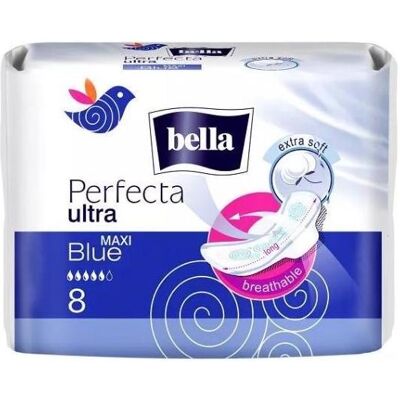 Bella, Serviette, Perfekta Serviettes hygiéniques 8 pièces Maxi Bleu 30 - Publicité Bella, Serviette, Perfekta Serviettes hygiéniques 8 pièces Maxi Bleu 30 - Publicité