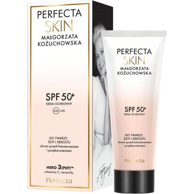 Crème solaire Perfectaskin SPF 50 - Visage, Cou & Décolleté - Publicité Crème solaire Perfectaskin SPF 50 - Visage, Cou & Décolleté - Publicité