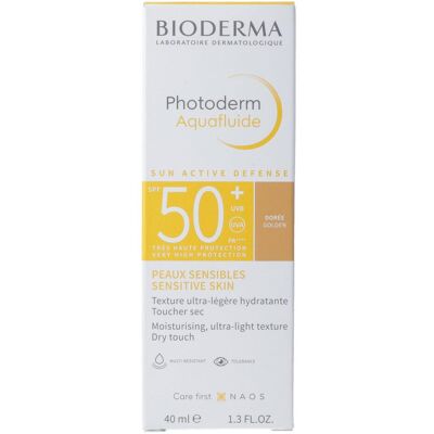Bioderma Photoderm Aquafluid SPF50+ - Crème solaire visage dorée - Publicité Bioderma Photoderm Aquafluid SPF50+ - Crème solaire visage dorée - Publicité