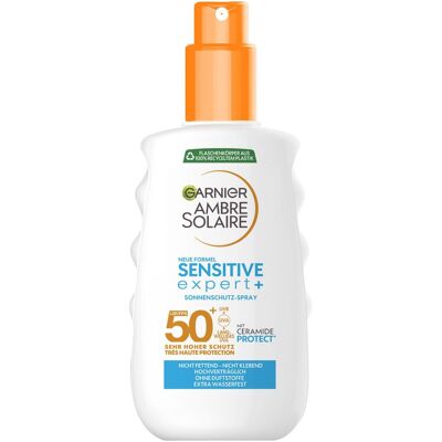 Garnier Ambre Solaire Sensitive expert+ Spray solaire SPF 50 - Publicité Garnier Ambre Solaire Sensitive expert+ Spray solaire SPF 50 - Publicité