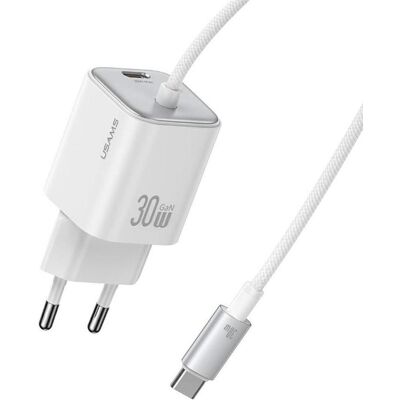 Chargeur Double USB-C GaN Mini 30W Blanc Usams - Publicité Chargeur Double USB-C GaN Mini 30W Blanc Usams - Publicité