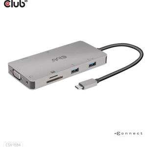 Club 3D Club3D USB-9-in1-HUB USB-C > HDMI/VGA/2xUSB/USB-C//SD (USB-C, 9 ports), Station d’accueil + hub USB, Gris - Publicité Club 3D Club3D USB-9-in1-HUB USB-C > HDMI/VGA/2xUSB/USB-C//SD (USB-C, 9 ports), Station d’accueil + hub USB, Gris - Publicité