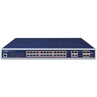 Planet 24 Port 10/100/1000Mbps PoE 4 Port Gigabit ComboCommutateur Gigabit géré 202W Consommation (24 ports), Switch réseau, Bleu - Publicité Planet 24 Port 10/100/1000Mbps PoE 4 Port Gigabit ComboCommutateur Gigabit géré 202W Consommation (24 ports), Switch réseau, Bleu - Publicité