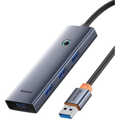 Baseus Hub UltraJoy Series Lite 4-Port 50cm (USB to USB3.0*4 Type-C5V) (szary) (USB-C, 4 ports), Station d’accueil + hub USB, Gris - Publicité Baseus Hub UltraJoy Series Lite 4-Port 50cm (USB to USB3.0*4 Type-C5V) (szary) (USB-C, 4 ports), Station d’accueil + hub USB, Gris - Publicité
