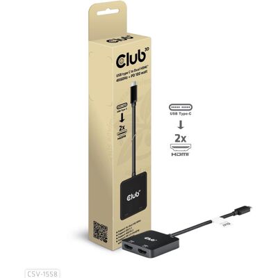 Club 3D Club3D MST-Hub USB 3.2 Type C > 2x HDMI 4K60Hz +100W PD St/Bu retail (USB-C, 3 ports), Station d’accueil + hub USB, Noir - Publicité Club 3D Club3D MST-Hub USB 3.2 Type C > 2x HDMI 4K60Hz +100W PD St/Bu retail (USB-C, 3 ports), Station d’accueil + hub USB, Noir - Publicité
