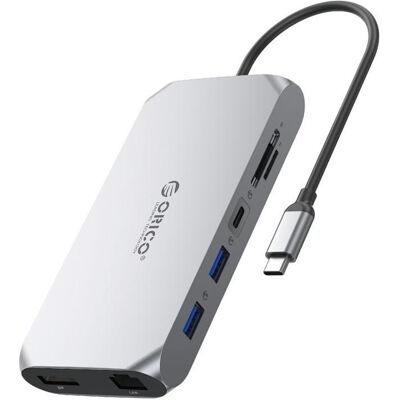 Orico Station d'accueil/réplicateur XCR 12w1 USB-C gris (ORICO-XCR-X33-GY-BP) (USB-C, 12 ports), Station d’accueil + hub USB, Gris - Publicité Orico Station d'accueil/réplicateur XCR 12w1 USB-C gris (ORICO-XCR-X33-GY-BP) (USB-C, 12 ports), Station d’accueil + hub USB, Gris - Publicité