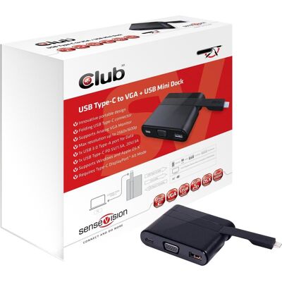 Club 3D SenseVision Mini Dock (USB-C, 1 portion), Station d’accueil + hub USB, Noir - Publicité Club 3D SenseVision Mini Dock (USB-C, 1 portion), Station d’accueil + hub USB, Noir - Publicité