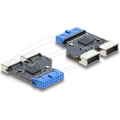 Delock USB 5 Gbps Hub 20 Pin Pfostenbuchse zu 2 x USB 5 Gbps (USB-A, 2 ports), Station d’accueil + hub USB, Noir, Bleu - Publicité Delock USB 5 Gbps Hub 20 Pin Pfostenbuchse zu 2 x USB 5 Gbps (USB-A, 2 ports), Station d’accueil + hub USB, Noir, Bleu - Publicité