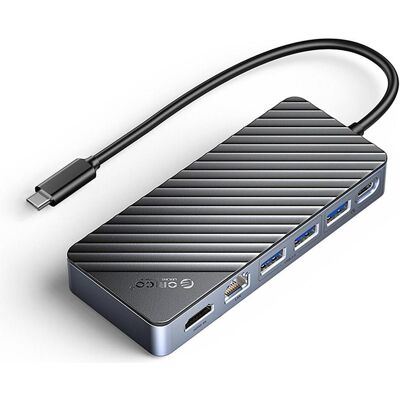 Orico Station d'accueil USB-C avec emplacement pour disque M.2 (USB-C, 8 ports), Station d’accueil + hub USB, Noir - Publicité Orico Station d'accueil USB-C avec emplacement pour disque M.2 (USB-C, 8 ports), Station d’accueil + hub USB, Noir - Publicité