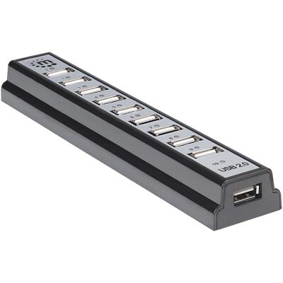Manhattan 161572 (USB-A, 10 ports), Station d’accueil + hub USB, Noir - Publicité Manhattan 161572 (USB-A, 10 ports), Station d’accueil + hub USB, Noir - Publicité
