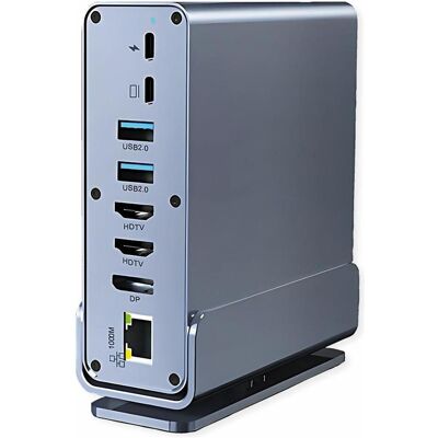 Value USB C Dockingstation 16-in-1, 4K60 1xDP, 2xHDMI, 1xGbE,USB(2xC,5xA,1xC PD) (USB-C, 16 ports), Station d’accueil + hub USB, Gris - Publicité Value USB C Dockingstation 16-in-1, 4K60 1xDP, 2xHDMI, 1xGbE,USB(2xC,5xA,1xC PD) (USB-C, 16 ports), Station d’accueil + hub USB, Gris - Publicité