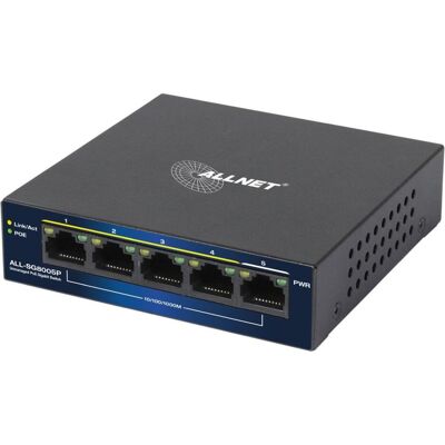 Commutateur ALLNET, 5 ports, Gigabit Ethernet, PoE+ - Publicité Commutateur ALLNET, 5 ports, Gigabit Ethernet, PoE+ - Publicité