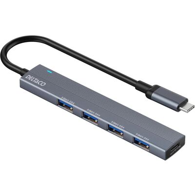 Deltaco USB-C Hub - 4 Ports - Aluminium - Publicité Deltaco USB-C Hub - 4 Ports - Aluminium - Publicité