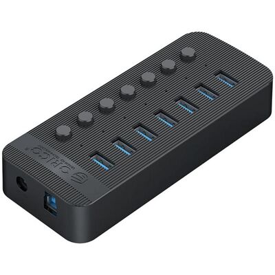 Orico Converter CT2U3-7AB 7x USB-A 3.0 Hub with Switches - Black (USB-A, 7 ports), Station d’accueil + hub USB, Noir - Publicité Orico Converter CT2U3-7AB 7x USB-A 3.0 Hub with Switches - Black (USB-A, 7 ports), Station d’accueil + hub USB, Noir - Publicité