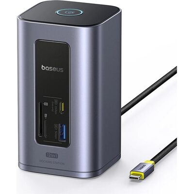Baseus Hub USB-C NU1 Air Spacemate, 12in1, gris (USB-C, 12 ports), Station d’accueil + hub USB, Gris - Publicité Baseus Hub USB-C NU1 Air Spacemate, 12in1, gris (USB-C, 12 ports), Station d’accueil + hub USB, Gris - Publicité