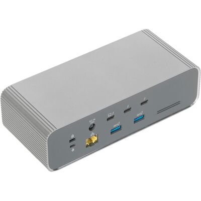 Targus Thunderbolt 5 Triple Video Doc (4 ports), Station d’accueil + hub USB, Argent, Gris - Publicité Targus Thunderbolt 5 Triple Video Doc (4 ports), Station d’accueil + hub USB, Argent, Gris - Publicité