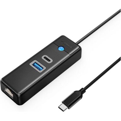 Orico PWCUR-C3 noir / concentrateur USB / USB-A 3.0 / USB-C 3.0 / RJ45 Gigabit / 0,15 m (USB-C, 3 ports), Station d’accueil + hub USB, Noir - Publicité Orico PWCUR-C3 noir / concentrateur USB / USB-A 3.0 / USB-C 3.0 / RJ45 Gigabit / 0,15 m (USB-C, 3 ports), Station d’accueil + hub USB, Noir - Publicité