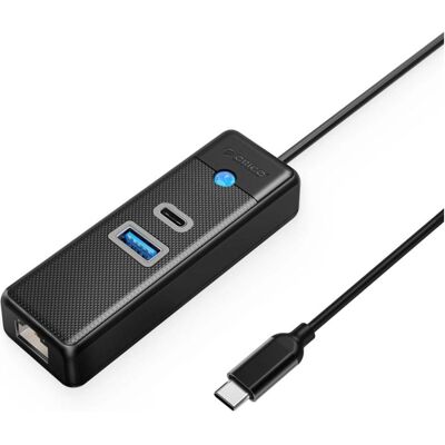 Orico PW3UR25-C3 noir, câble de 0,15 m / concentrateur USB / 1 port USB-A 3.0 / 1 port USB-C 3.0 / RJ45 (USB-C, 3 ports), Station d’accueil + hub USB, Noir - Publicité Orico PW3UR25-C3 noir, câble de 0,15 m / concentrateur USB / 1 port USB-A 3.0 / 1 port USB-C 3.0 / RJ45 (USB-C, 3 ports), Station d’accueil + hub USB, Noir - Publicité