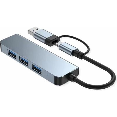 Value Metall Hub, 4 Port, USB-A+C 1x USB-A 3.0, 3x USB-A 2.0 (USB-A, USB-C, 4 ports), Station d’accueil + hub USB, Gris - Publicité Value Metall Hub, 4 Port, USB-A+C 1x USB-A 3.0, 3x USB-A 2.0 (USB-A, USB-C, 4 ports), Station d’accueil + hub USB, Gris - Publicité
