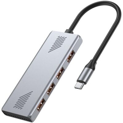 Gembird 4-PORTOWY HUB USB 3.2 (GEN 2) TYPU C SZARY (USB-C, 4 ports), Station d’accueil + hub USB, Noir, Argent - Publicité Gembird 4-PORTOWY HUB USB 3.2 (GEN 2) TYPU C SZARY (USB-C, 4 ports), Station d’accueil + hub USB, Noir, Argent - Publicité