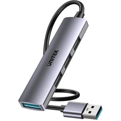 Unitek KOMPAKTOWY HUB USB-A 3X USB 2.0 + USB 3.0 5GBPS (USB-A, 4 ports), Station d’accueil + hub USB, Argent - Publicité Unitek KOMPAKTOWY HUB USB-A 3X USB 2.0 + USB 3.0 5GBPS (USB-A, 4 ports), Station d’accueil + hub USB, Argent - Publicité
