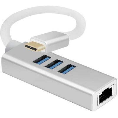 Helos HUB, USB 3.1 Type-C™St./3x USB + RJ45 Gigabit Ethernet, PREMIUM 4K, argent HUB USB Type-C™ avec USB (USB-C, 4 ports), Station d’accueil + hub USB, Argent - Publicité Helos HUB, USB 3.1 Type-C™St./3x USB + RJ45 Gigabit Ethernet, PREMIUM 4K, argent HUB USB Type-C™ avec USB (USB-C, 4 ports), Station d’accueil + hub USB, Argent - Publicité