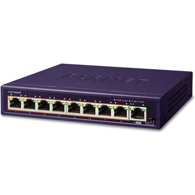 Planet 8 ports 10/100/1000Mbps 802.3at PoE + 1 port (9 ports), Switch réseau, Noir - Publicité Planet 8 ports 10/100/1000Mbps 802.3at PoE + 1 port (9 ports), Switch réseau, Noir - Publicité