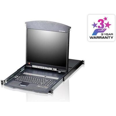 Aten KL1516AM KVM-Switch, 43cm TFT, VGA, PS/2-USB über Kat 5, 16 Port, Tastaturlayout US, Commutateur KVM, Noir - Publicité Aten KL1516AM KVM-Switch, 43cm TFT, VGA, PS/2-USB über Kat 5, 16 Port, Tastaturlayout US, Commutateur KVM, Noir - Publicité