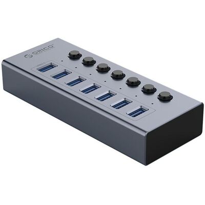 Orico Converter BT2U3-7AB Hub 7x USB-A 3.0 with switches - gray (7 ports), Station d’accueil + hub USB, Gris - Publicité Orico Converter BT2U3-7AB Hub 7x USB-A 3.0 with switches - gray (7 ports), Station d’accueil + hub USB, Gris - Publicité