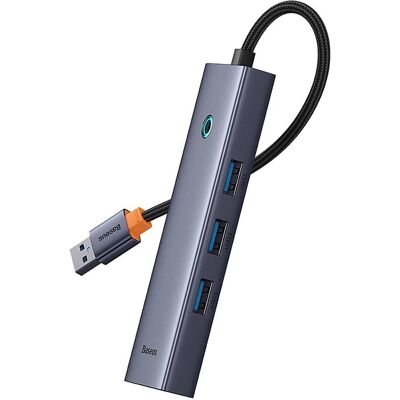 Baseus Hub 4in1 UltraJoy USB-A vers USB 3.0 RJ45 (gris espace) (USB-A, 4 ports), Station d’accueil + hub USB, Gris - Publicité Baseus Hub 4in1 UltraJoy USB-A vers USB 3.0 RJ45 (gris espace) (USB-A, 4 ports), Station d’accueil + hub USB, Gris - Publicité
