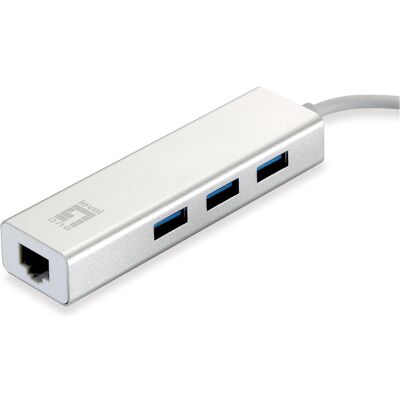 LevelOne Adaptateur USB3.0-> 10/100/1000,3xUSB3.0 si (USB-A, 3 ports), Station d’accueil + hub USB, Argent - Publicité LevelOne Adaptateur USB3.0-> 10/100/1000,3xUSB3.0 si (USB-A, 3 ports), Station d’accueil + hub USB, Argent - Publicité