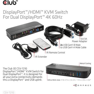 Club 3D CSV-7210, Commutateur KVM, Noir - Publicité Club 3D CSV-7210, Commutateur KVM, Noir - Publicité