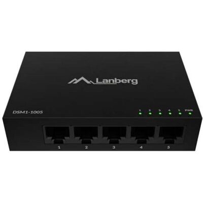 Lanberg switch 5x 1Gb/s niezarządzalny 12V obudowa metalowa (5 ports), Switch réseau, Noir - Publicité Lanberg switch 5x 1Gb/s niezarządzalny 12V obudowa metalowa (5 ports), Switch réseau, Noir - Publicité