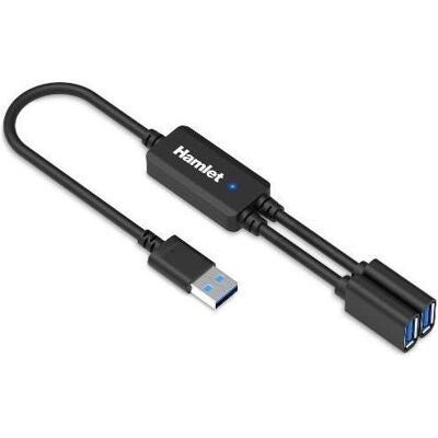 Hamlet XHUB-02UA-5GY HUB USB 3.0 con cavo Y da 30 cm - 1 ingresso USB-A e 2 uscite USB-A 3.0 (XH (USB-A, 2 ports), Station d’accueil + hub USB, Noir - Publicité Hamlet XHUB-02UA-5GY HUB USB 3.0 con cavo Y da 30 cm - 1 ingresso USB-A e 2 uscite USB-A 3.0 (XH (USB-A, 2 ports), Station d’accueil + hub USB, Noir - Publicité